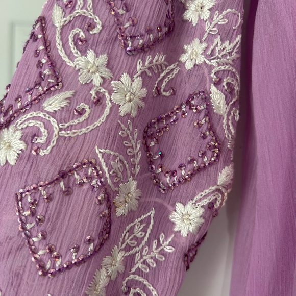 Purple and White Patterned Dress - Picture 7 of 11